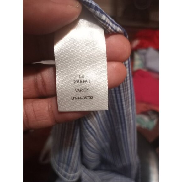 UNTUCKit Button Up Shirt Mens Large L Blue Plaid Varick Long Sleeve Stretch - Picture 9 of 11